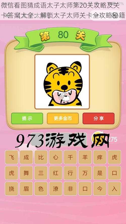 微信看图猜成语太子太师第20关攻略及关卡答案大全:解锁太子太师关卡全攻略秘籍